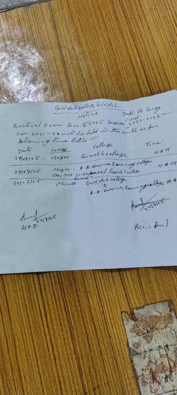 Practical  Programme for UG Sem-V (2022-26)