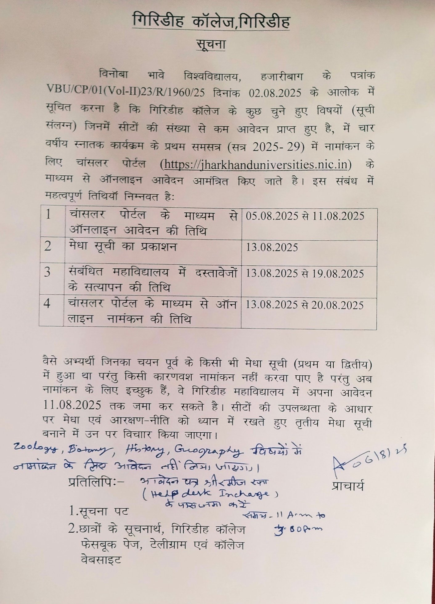 Admission Regarding Notice