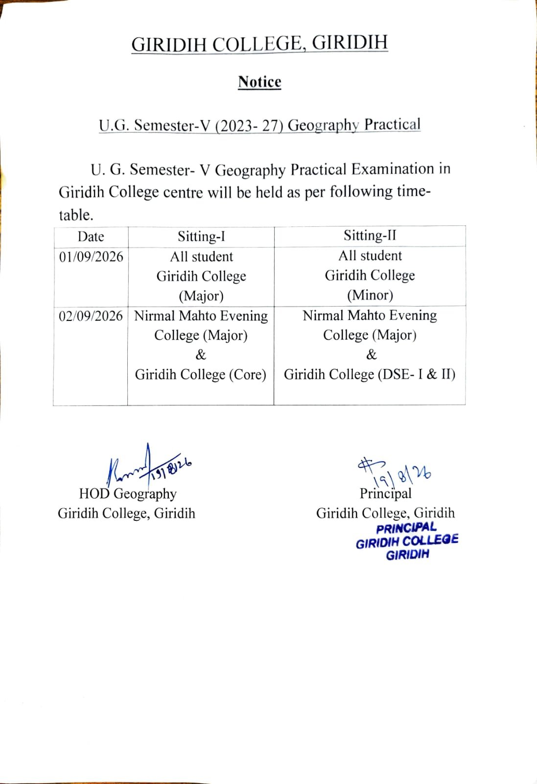 Revised UG Sem-V (2023-27) Geography Practical
