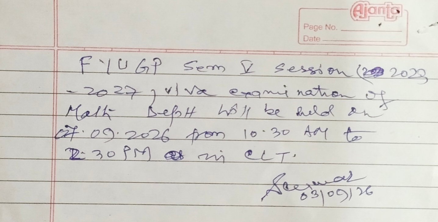Math FYUGP Sem-V (2023-27) Viva Examination